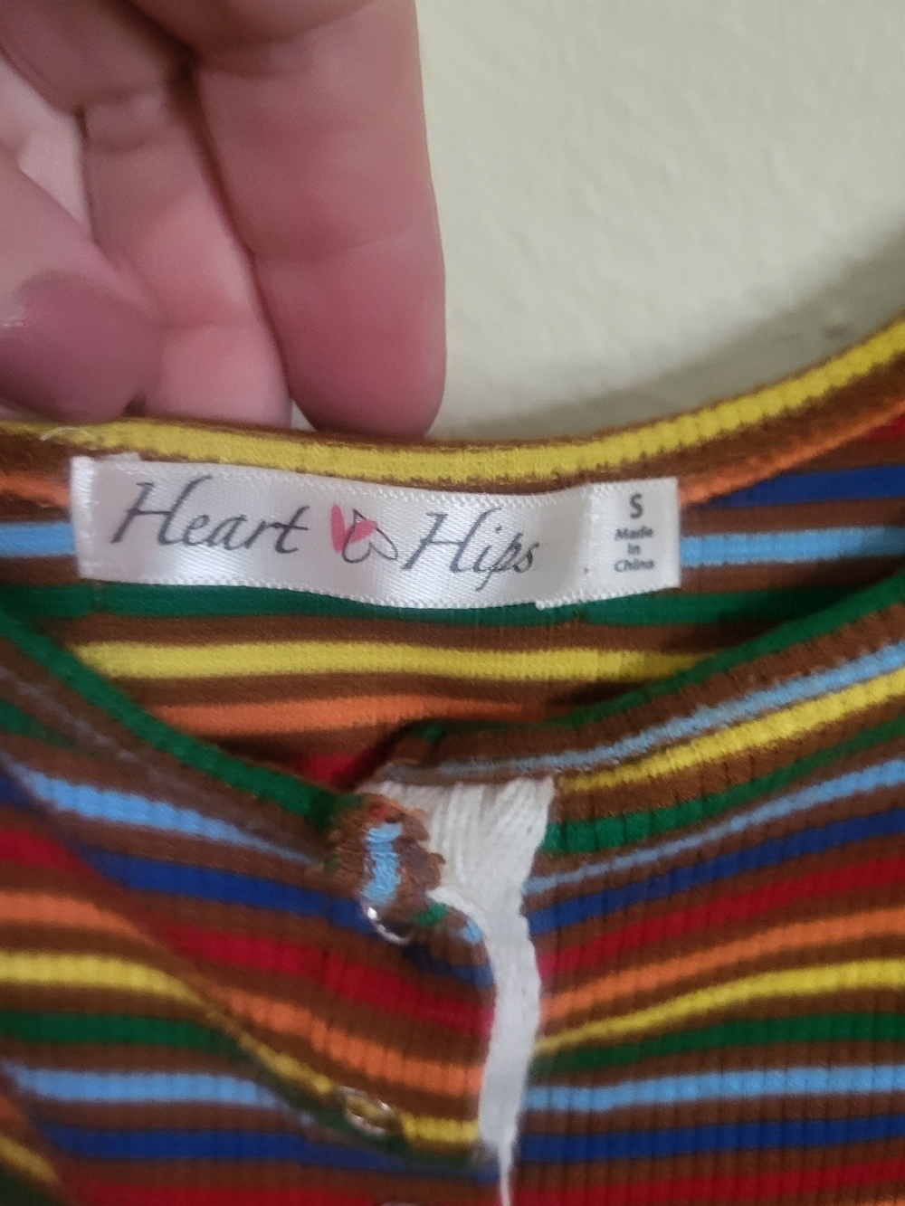 Heart Hips Multicolor Striped Ribbed Tank - Button Front - Picture 3 of 3
